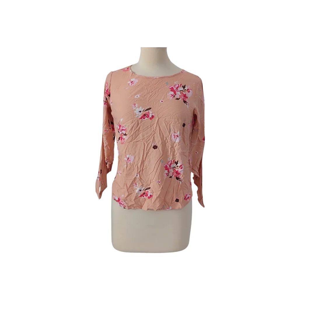 Rainbow Light Pink Floral Printed Top | Gently used |