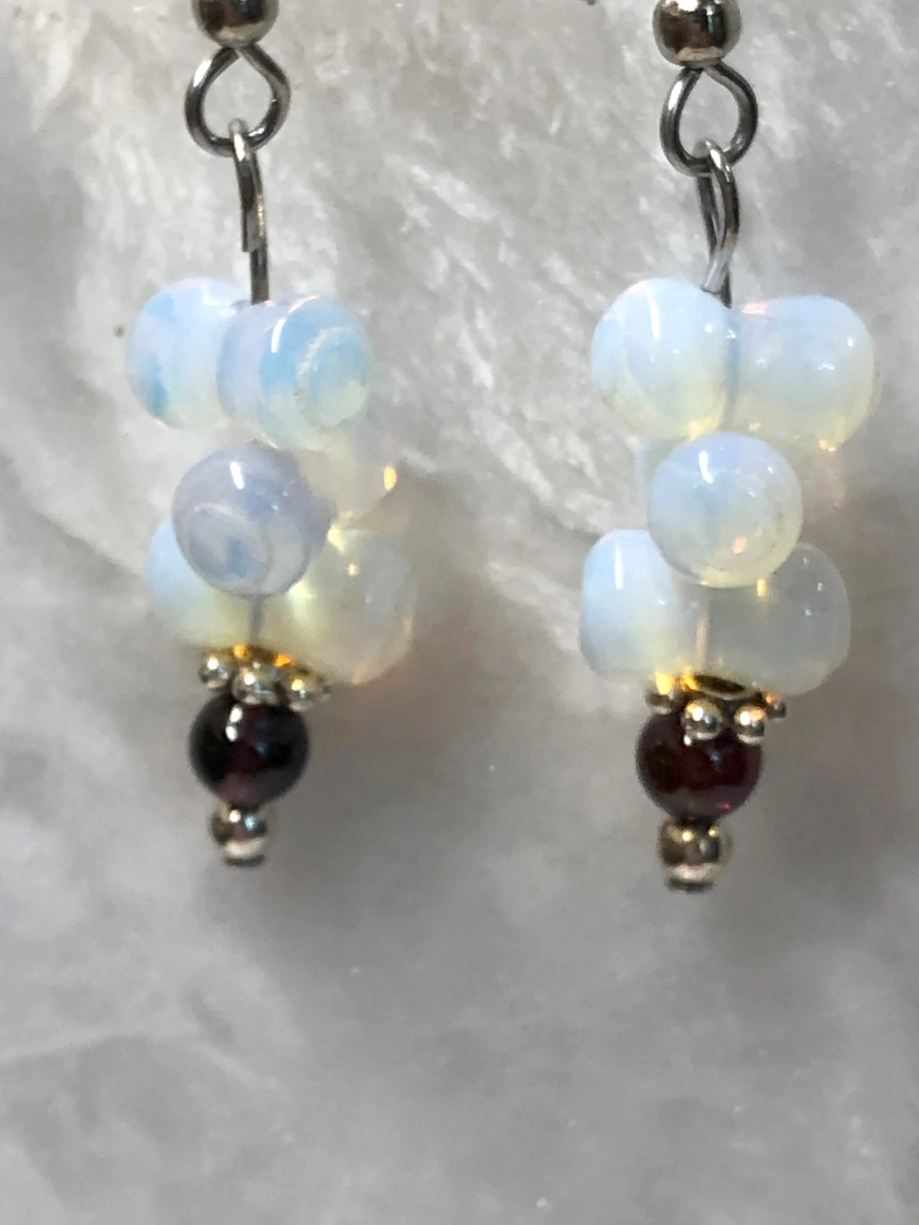 Sea Opal Earrings with Garnet