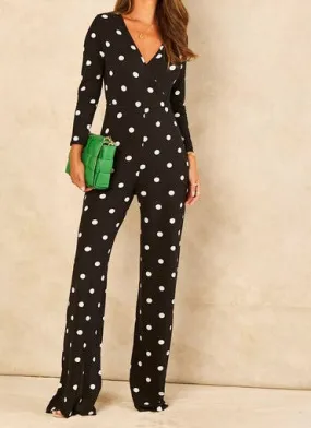 Signage Tall Wrap Front Jumpsuit Polka Dot