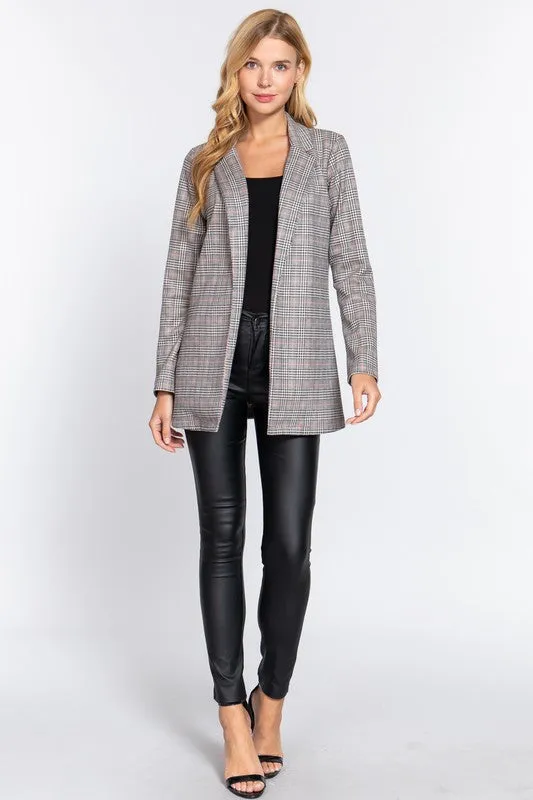 So Fetch Plaid Blazer Jacket - White Checks