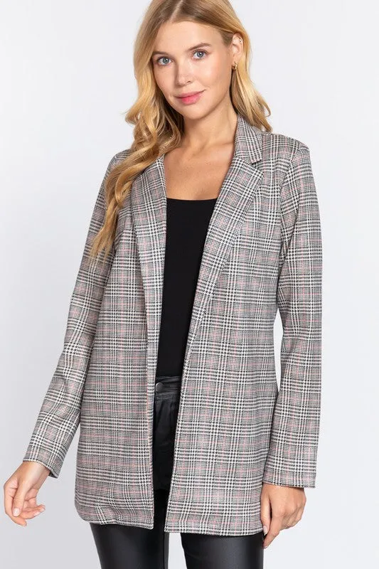 So Fetch Plaid Blazer Jacket - White Checks