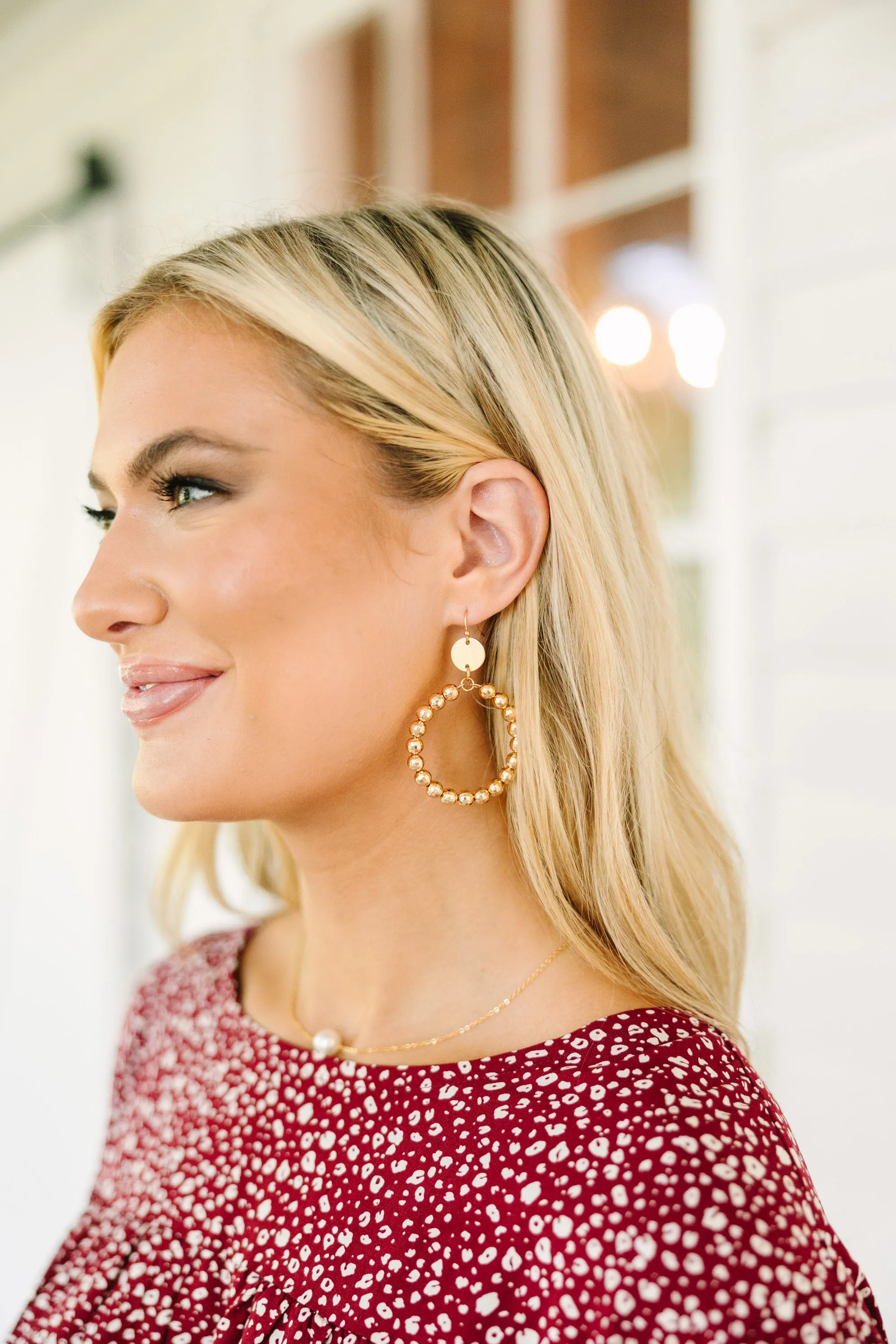 Take Your Shot Gold Beaded Earrings