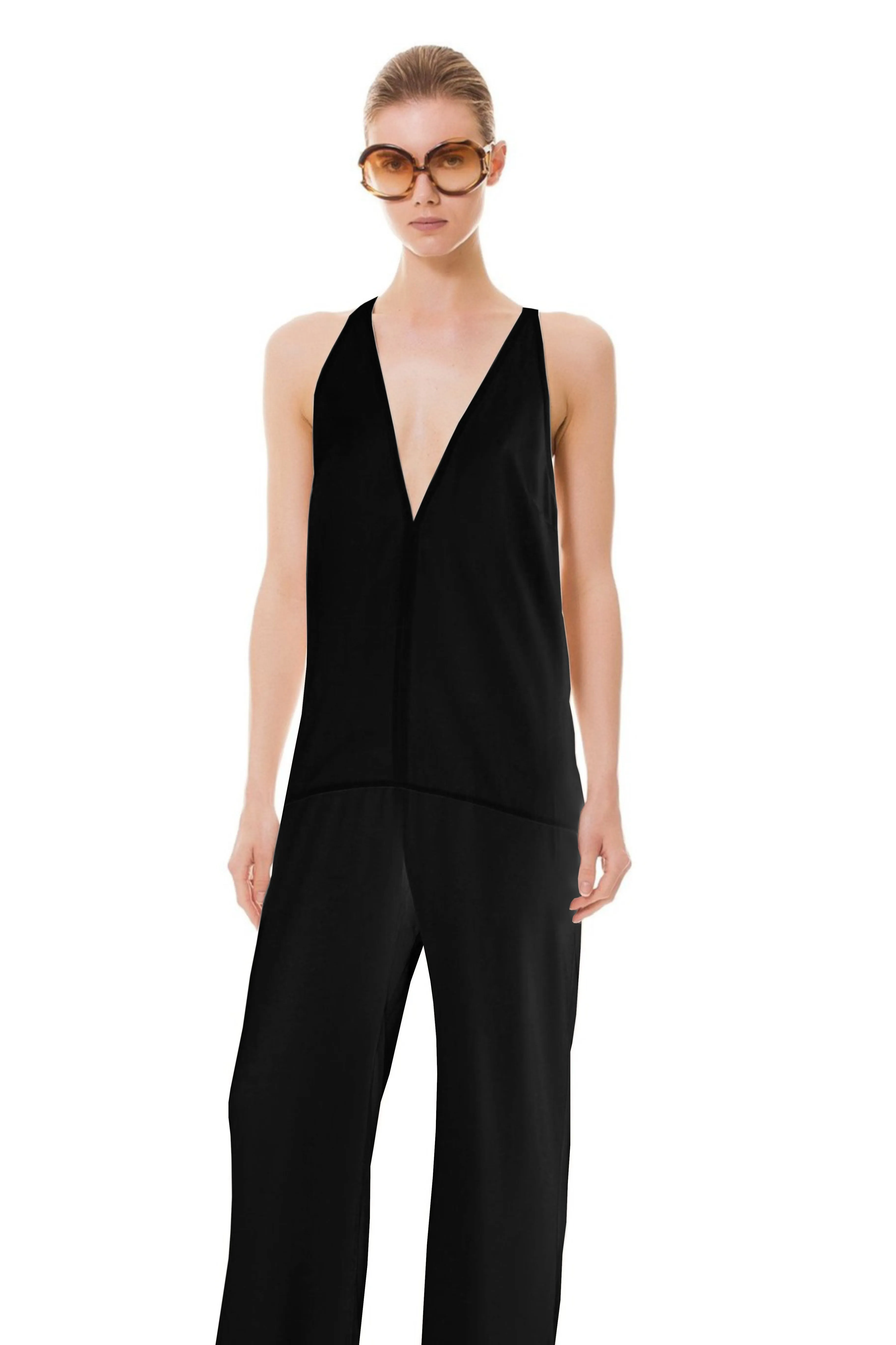 Thailand V-neck Cut-out Back Jumpsuit