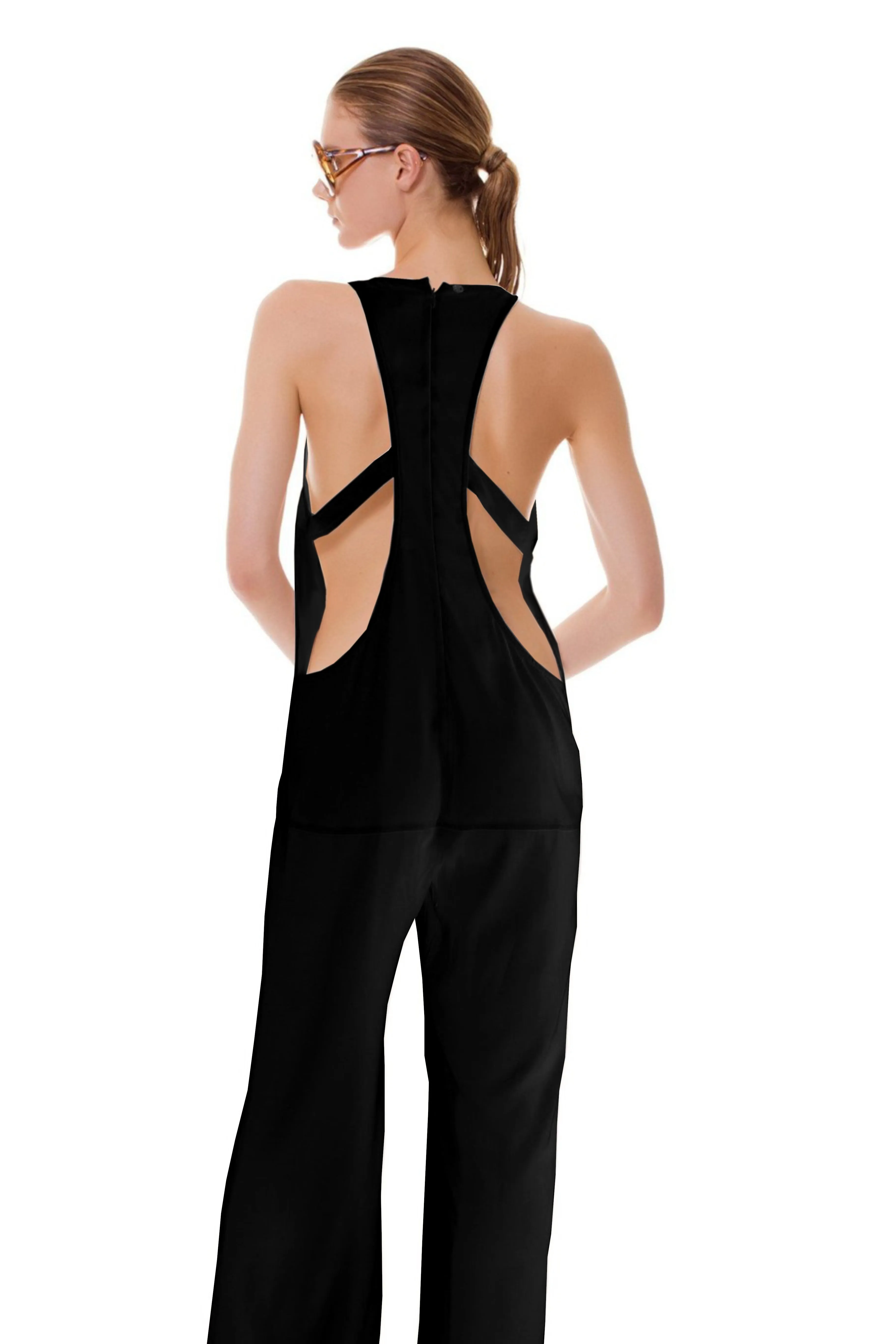 Thailand V-neck Cut-out Back Jumpsuit