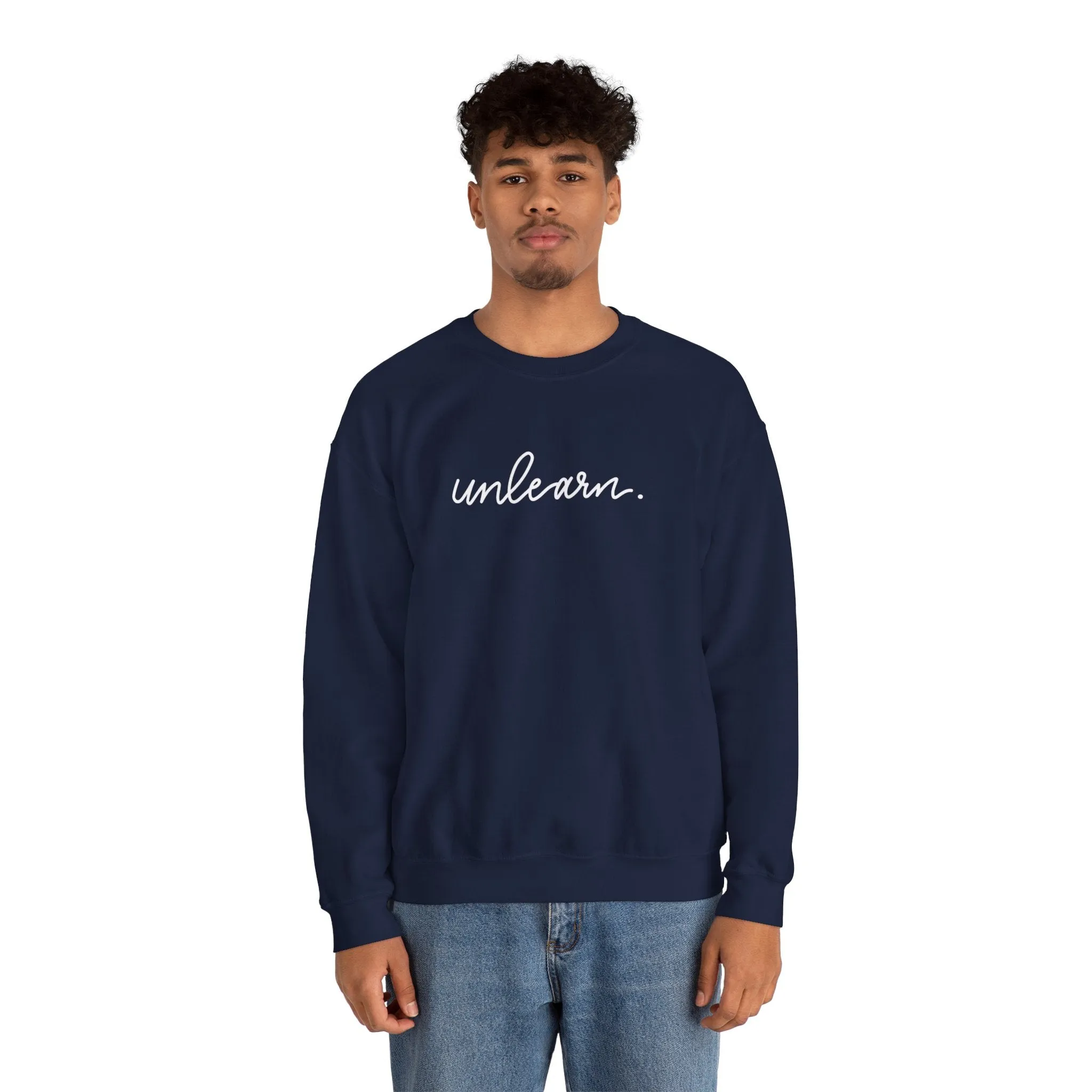 unlearn. logo script - Relaxed Fit Crewneck Sweatshirt