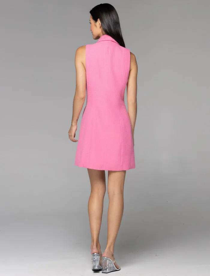 Walk This Way Sleeveless Blazer Dress (Candy Pink)