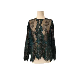 ZARA Black and Green Net Sheer Top | Pre Loved |